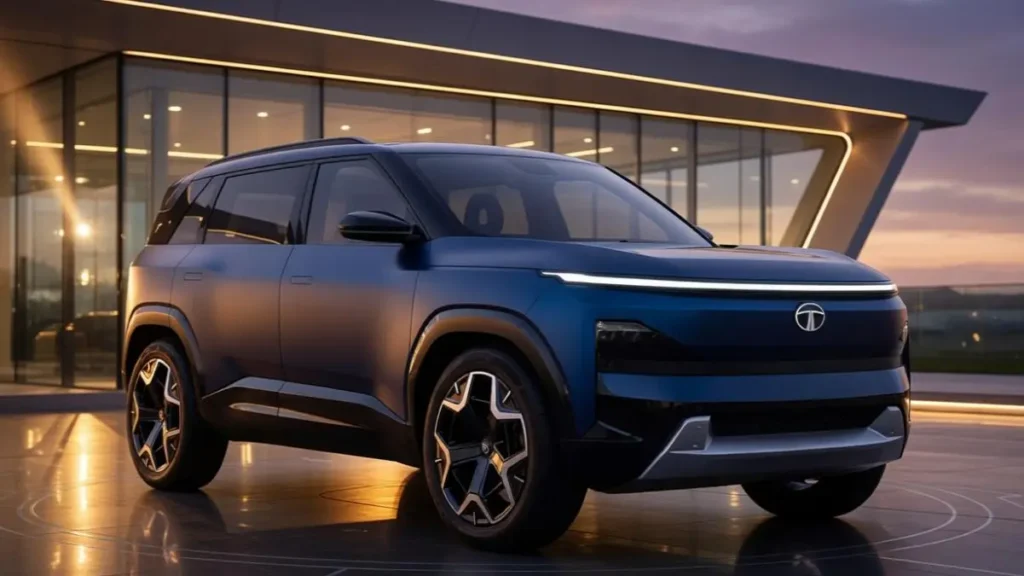 Side profile of Tata Sierra.ev showcasing its modern-retro design and clean lines.