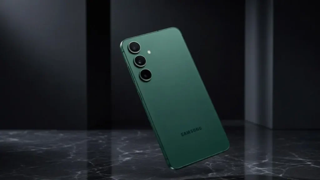 Close-up of Samsung Galaxy S26 FE rear triple camera system.