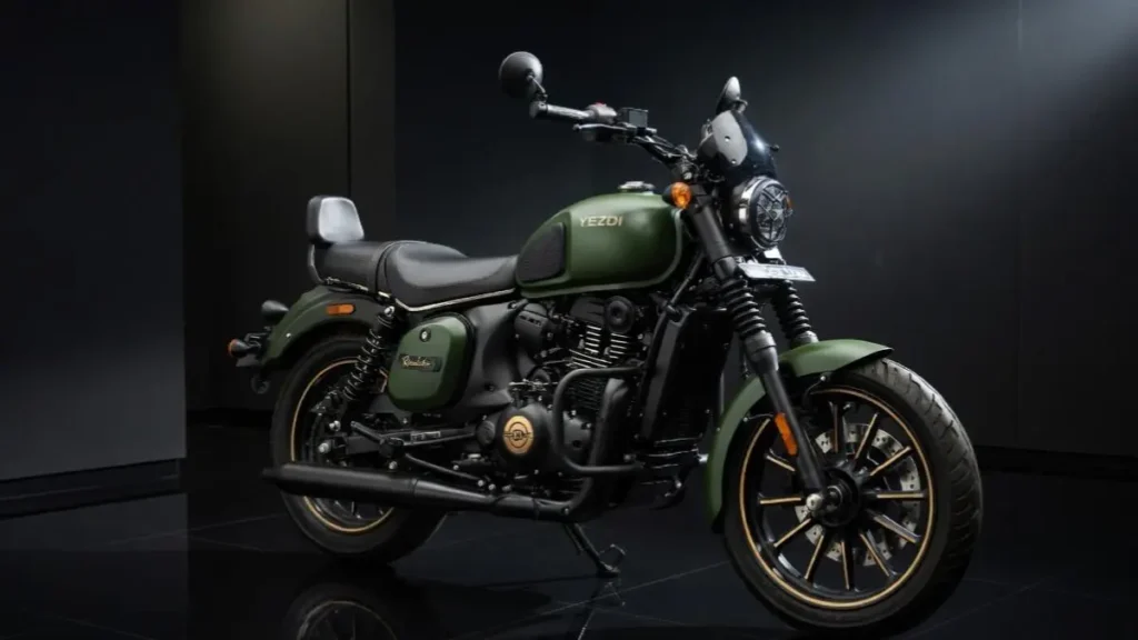 Side profile of Yezdi Roadster 2026 showcasing its comfortable riding posture and premium road presence.