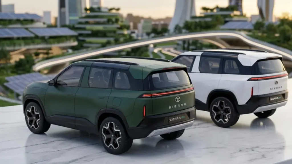 Tata Sierra.ev on a stylish desk highlighting its iconic Alpine Windows design.