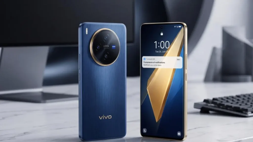 Vivo Y600 Pro smartphones in Floating Gold and Vast Blue highlighting the record-breaking battery design.