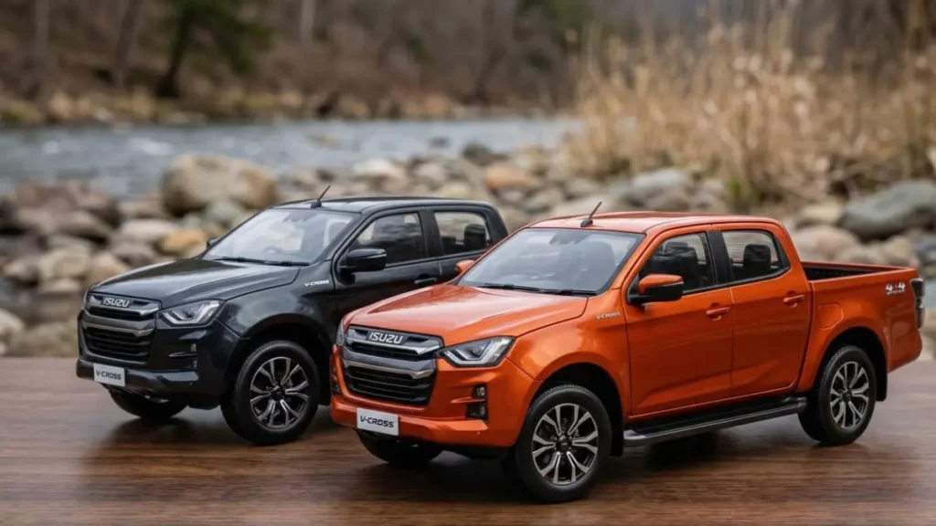 Isuzu V-Cross 2026 on a stylish desk highlighting its rugged pick-up design.