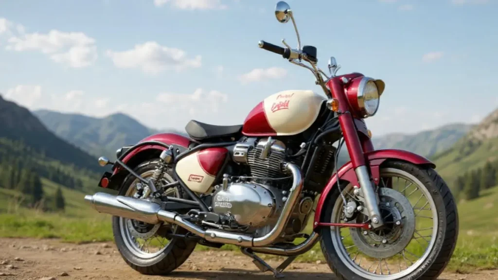 Side profile of Royal Enfield Classic 650 showcasing its muscular twin-cylinder build.