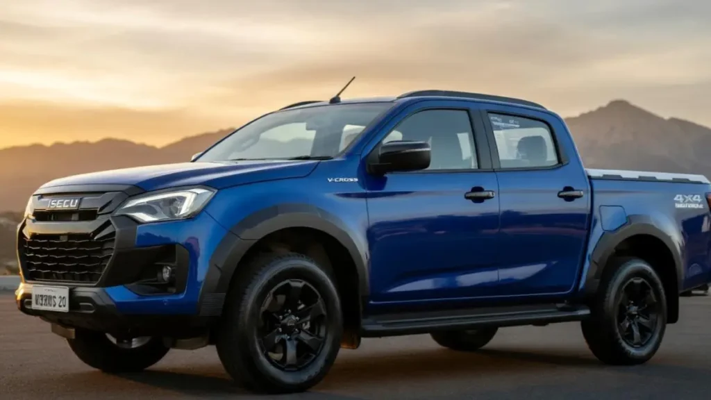 Side profile of Isuzu V-Cross 2026 showcasing its high ground clearance and 4x4 stance.