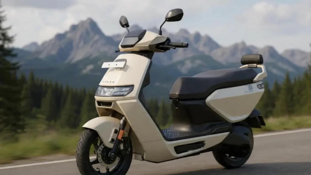 Side profile of Ather Rizta showcasing its massive seat and robust build quality.