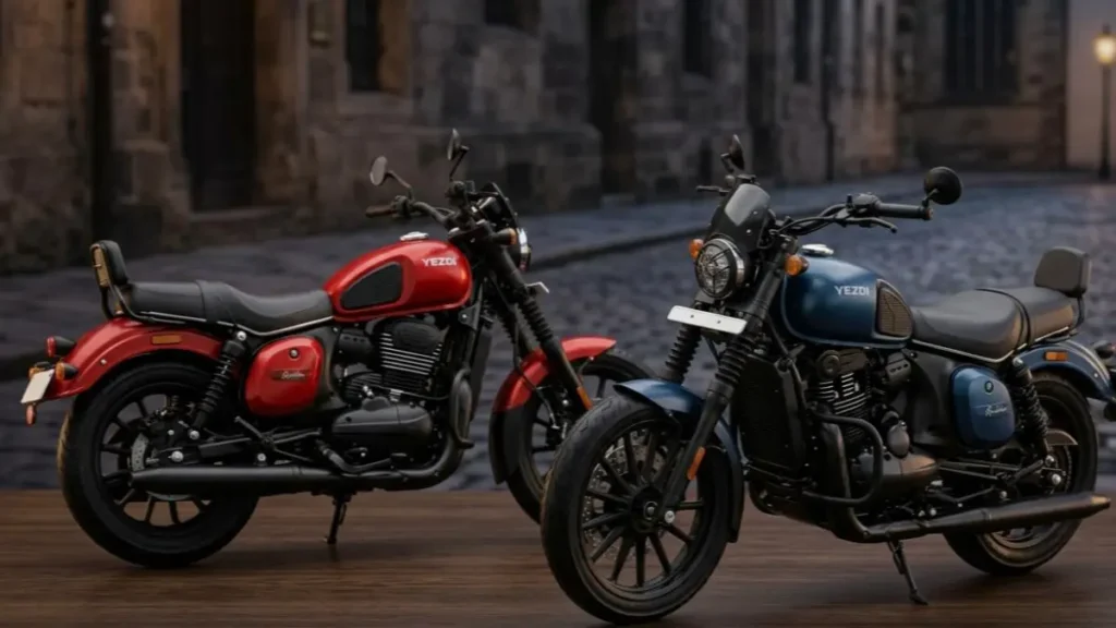 Yezdi Roadster 2026 on a stylish desk highlighting its neo-retro cruiser design.