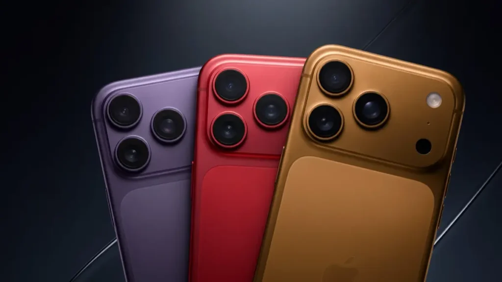 Close-up of iPhone 18 Pro triple 48MP camera system and new variable aperture lens.