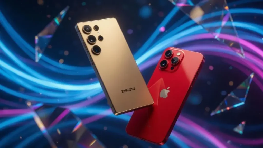 Rear camera setup comparison of Samsung S26 Ultra and iPhone 17 Pro Max.