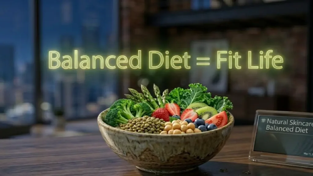 A platter of green vegetables and fruits on a desk highlighting healthy diet habits.