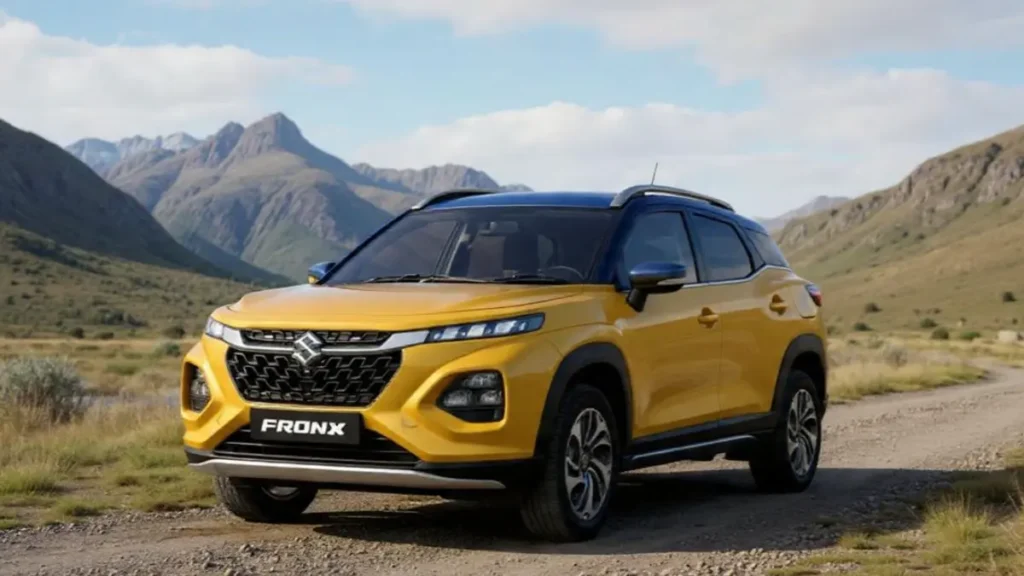 Side profile of Maruti Suzuki Fronx Facelift 2026 highlighting its new wheels and body design.