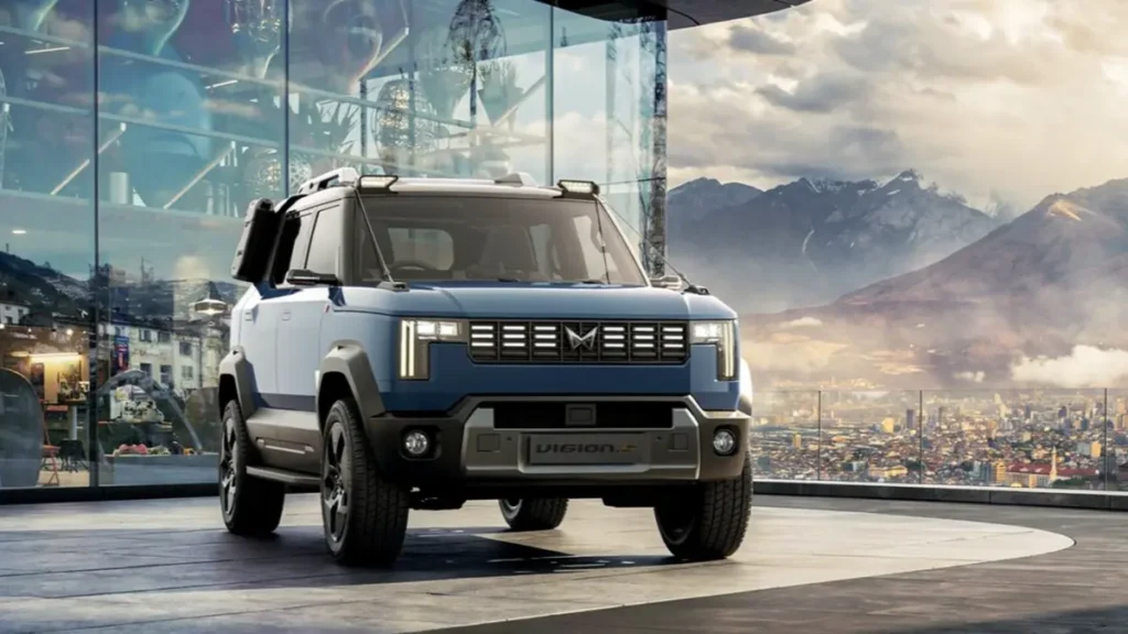 Side profile render of Mahindra Vision S showcasing its off-road stance and new platform.